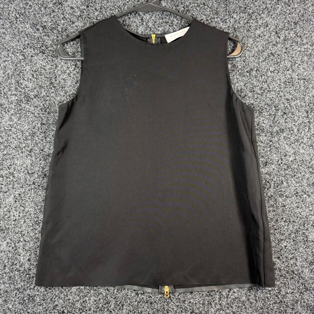 Everlane Black Sleeveless Full Zip Back Shell Top Triacetate Size 0